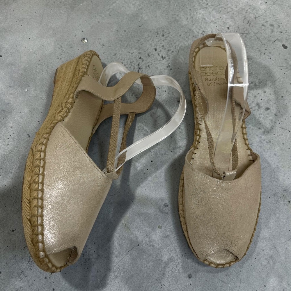 Andre Assous Dainty Espadrilles Wedge Suede Shimmer Size‎ 41 / US 10
